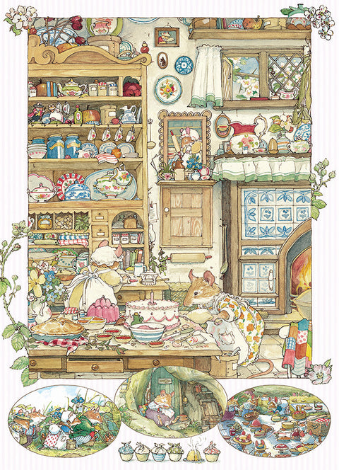 Artwork: Brambly Hedge Picnic Preparations by Jill Barklem - 500 Piece Jigsaw Puzzle + Poster (Cobble Hill)