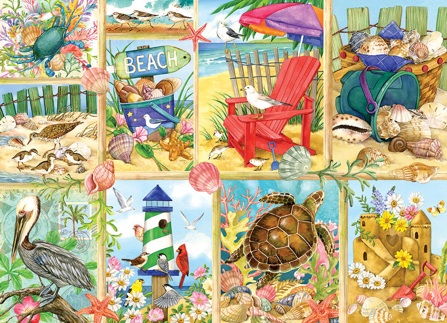 Artwork: Beach Days Collage - 500 Piece Jigsaw Puzzle (Cobble Hill)