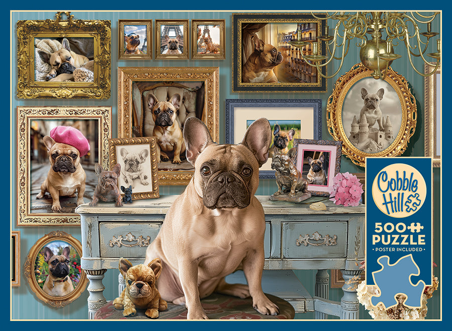 Box, straight on: Frenchie – 500 Piece Jigsaw Puzzle (Cobble Hill)