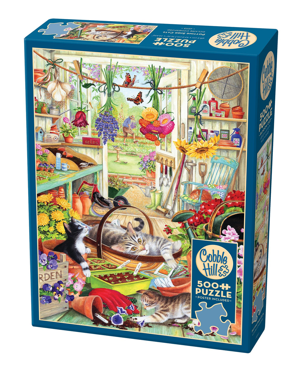 Box, turned left: Potting Shed Cats – 500 Piece Jigsaw Puzzle (Cobble Hill)