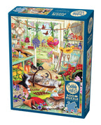 Box, turned left: Potting Shed Cats – 500 Piece Jigsaw Puzzle (Cobble Hill)