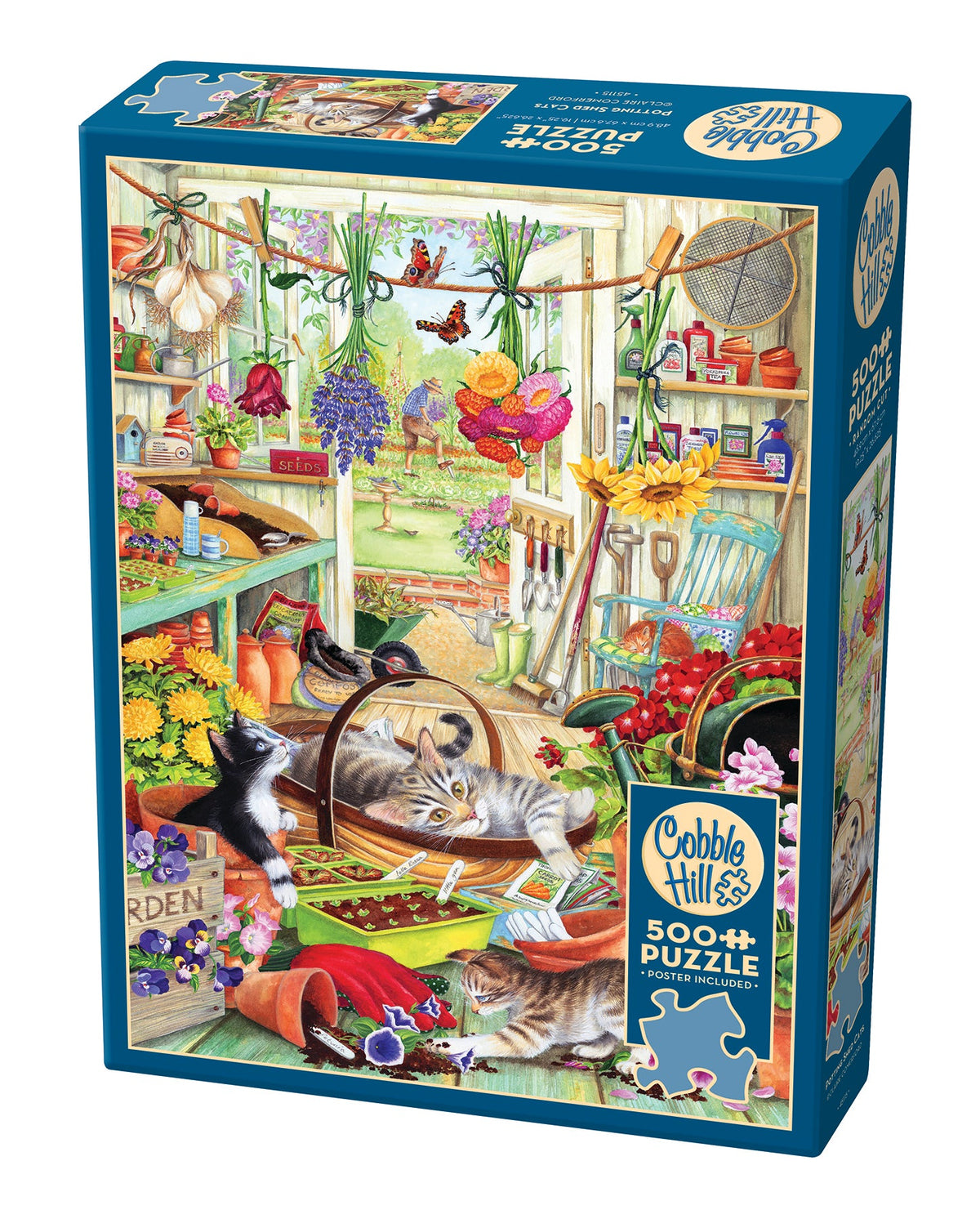 Box, turned left: Potting Shed Cats – 500 Piece Jigsaw Puzzle (Cobble Hill)