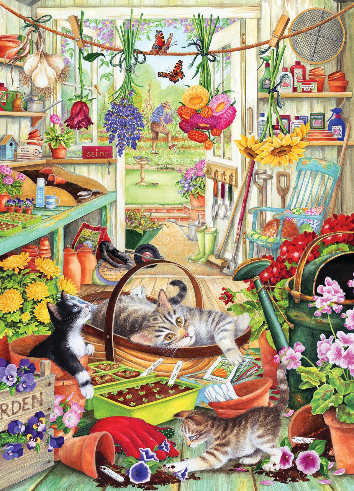 Artwork: Potting Shed Cats – 500 Piece Jigsaw Puzzle (Cobble Hill)