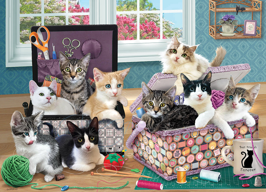 Artwork: Crafty Kittens – 500 Piece Jigsaw Puzzle (Cobble Hill)
