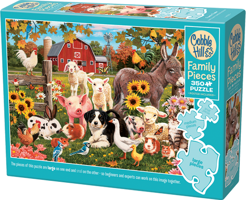 Family Farm – 350 Piece Jigsaw Puzzle (Cobble Hill) - Completed Puzzle