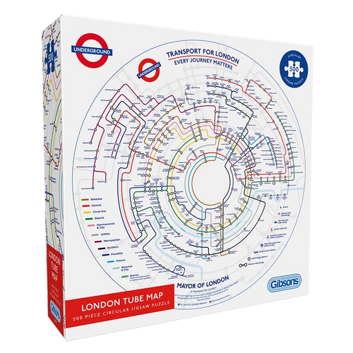 TfL Circular Underground Map – 500 Piece Jigsaw Puzzle (Gibsons) - Completed Puzzle