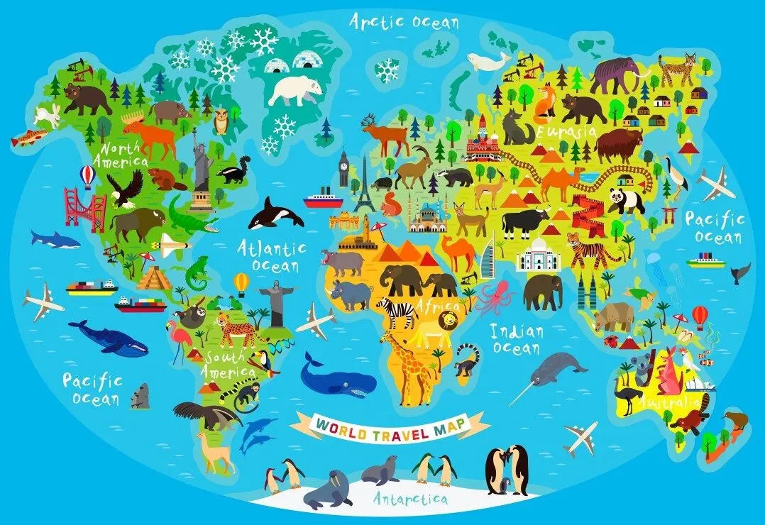 Artwork: World Travel Map - 300 Piece Jigsaw Puzzle (Bluebird)
