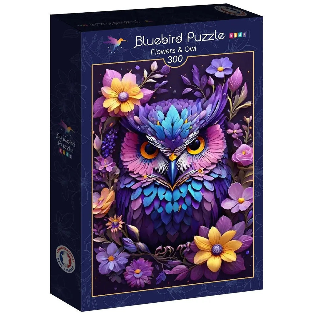 Box, turned left: Flowers & Owl - 300 Piece Jigsaw Puzzle (Bluebird)