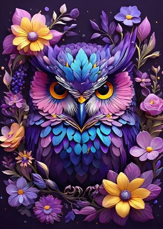 Artwork: Flowers & Owl - 300 Piece Jigsaw Puzzle (Bluebird)
