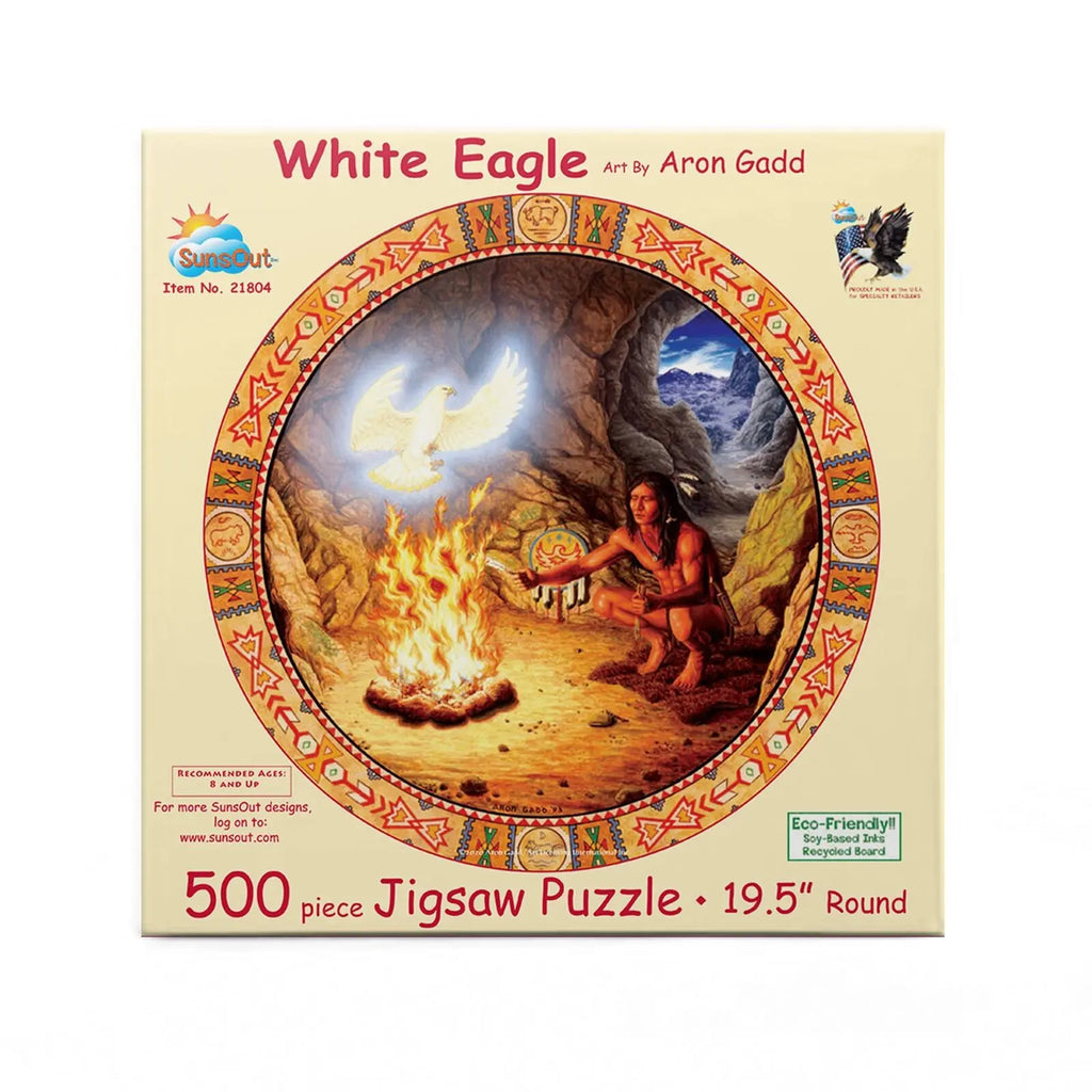 Box, straight on: White Eagle - 500 Piece Jigsaw Puzzle (Sunsout)