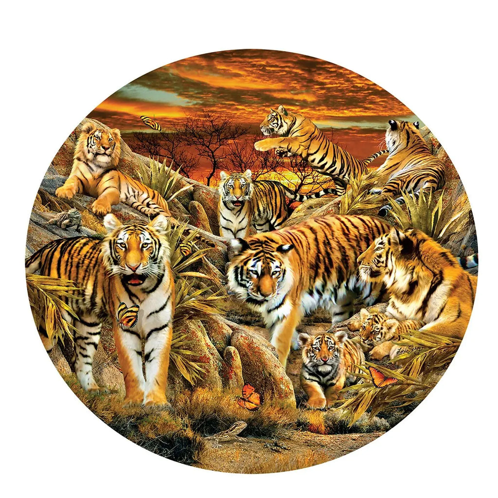 Artwork: Pieces - Lori Schory - Tigers Everywhere - 500 XXL Piece Jigsaw Puzzle (Sunsout)