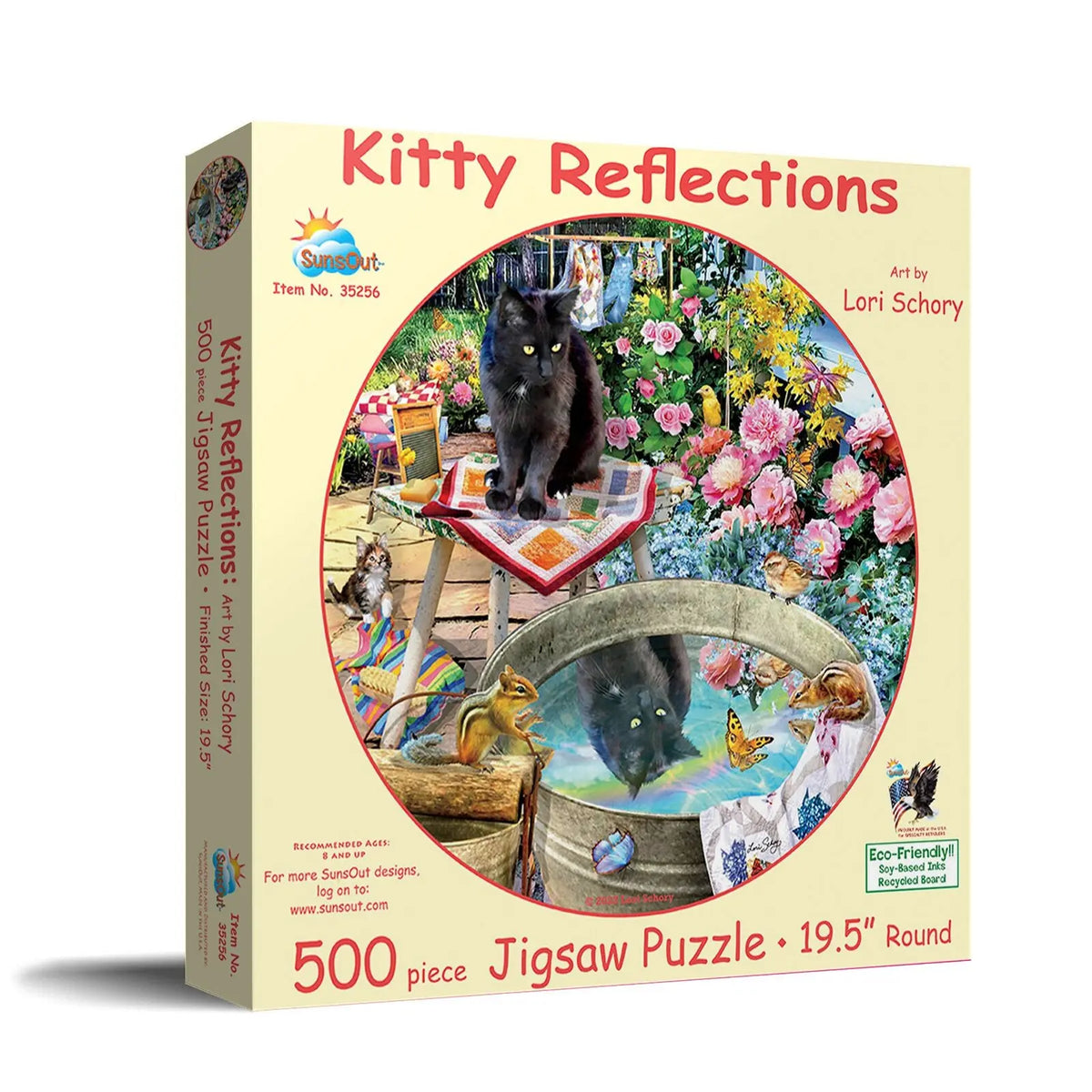 Box, turned left: Kitten Reflections - 500 Piece Jigsaw Puzzle (Sunsout)