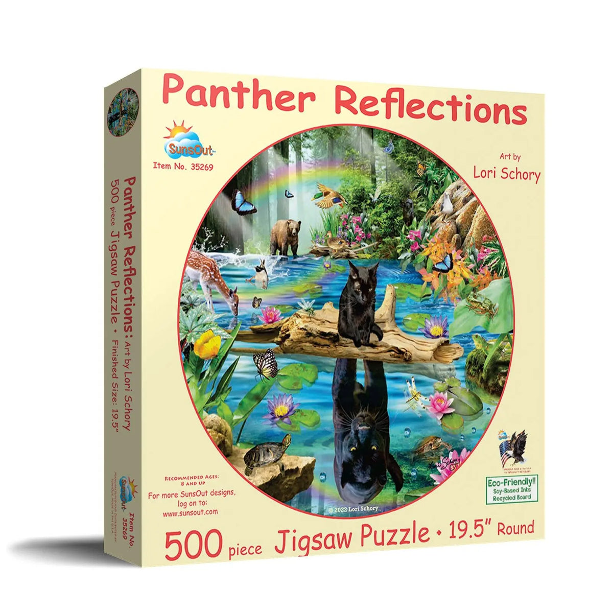Box, turned right: Panther Reflections - 500 Piece Jigsaw Puzzle (Sunsout)