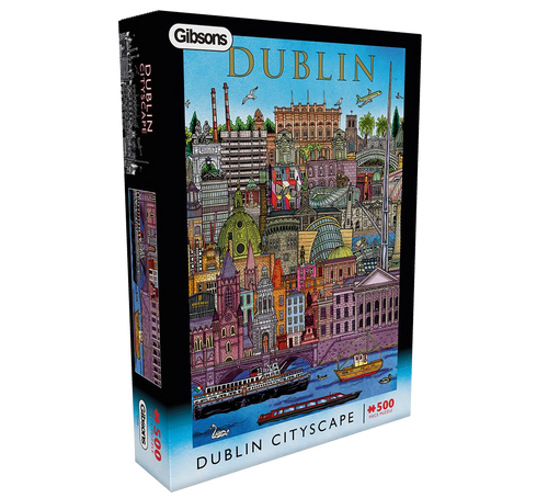Dublin Cityscape – 500 Piece Jigsaw Puzzle (Gibsons) - Completed Puzzle