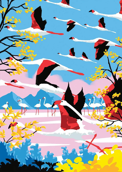 Artwork: The Flight of the Pink Flamingos - 500 Piece Jigsaw Puzzle (Hachette)