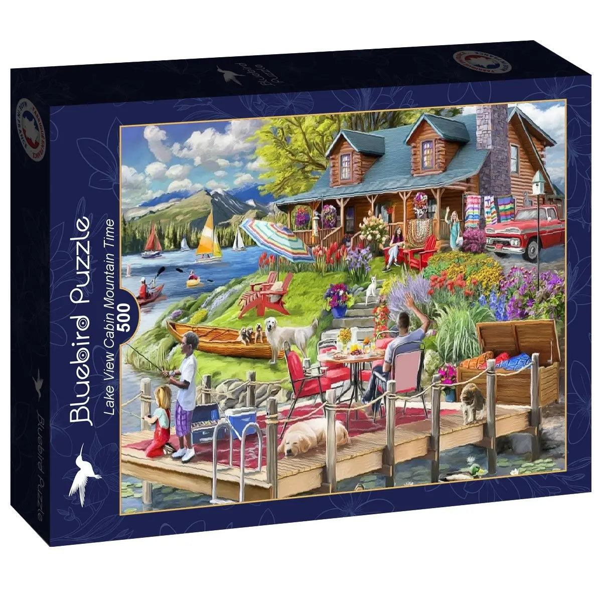 Box, turned right: Lake View Cabin Mountain Time - 500 Piece Jigsaw Puzzle (Bluebird)