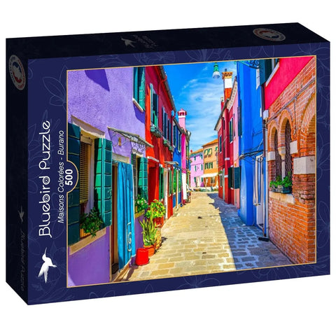 Box, turned right: Colorful Houses - Burano - 500 Piece Jigsaw Puzzle (Bluebird)