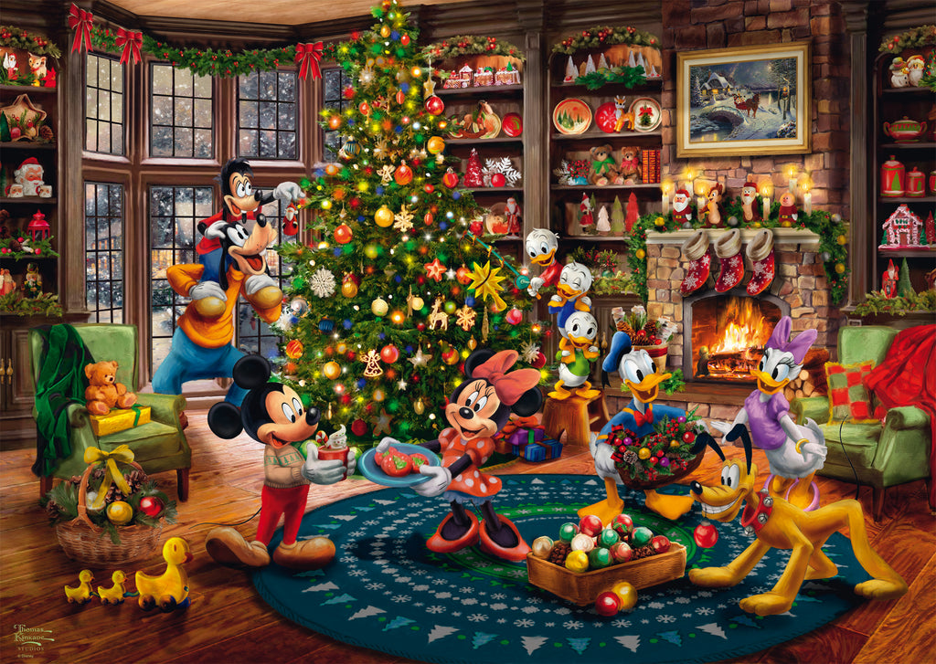 ** Pre-Order ** Disney Mickey and Minnie Trimming the Tree by Thomas Kinkade - 1000 Piece Jigsaw Puzzle (Schmidt)