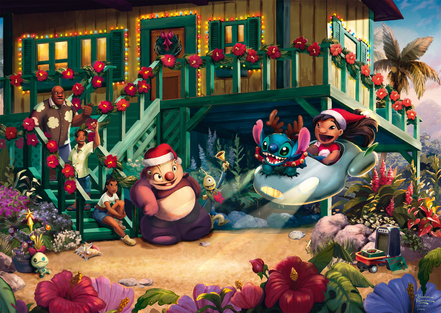 Disney Lilo and Stitch Aloha Christmas by Thomas Kinkade - 1000 Piece Jigsaw Puzzle (Schmidt)