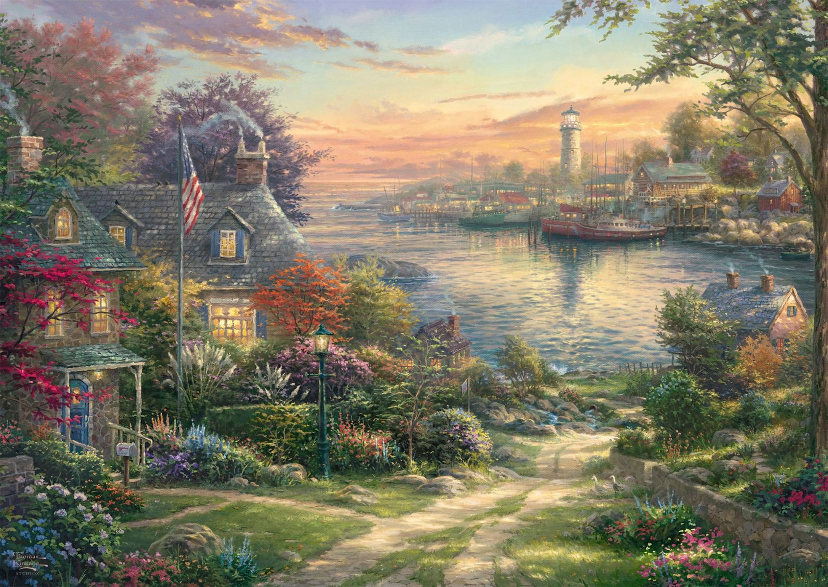 New England Harbor by Thomas Kinkade Studios - 1000 Piece Jigsaw Puzzle (Schmidt)