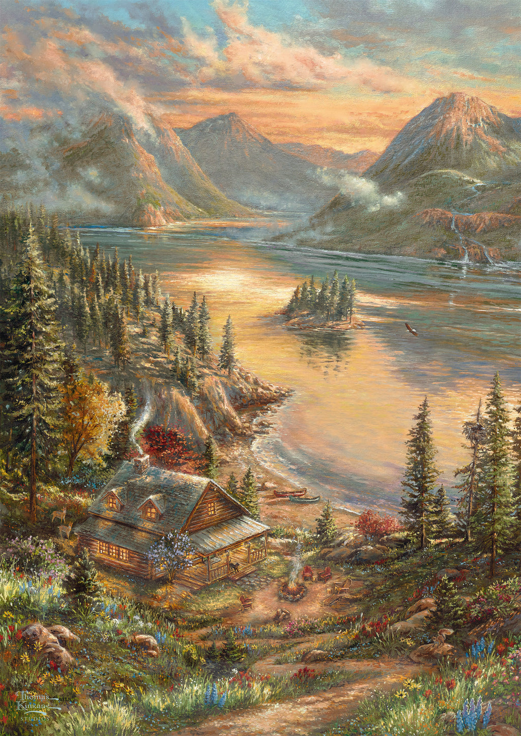 Lakefront Splendor by Thomas Kinkade – 500 Piece Jigsaw Puzzle (Shmidt)