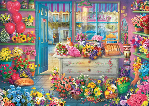 Artwork: Colourful Flower Shop – 1000 Piece Jigsaw Puzzle (Schmidt)