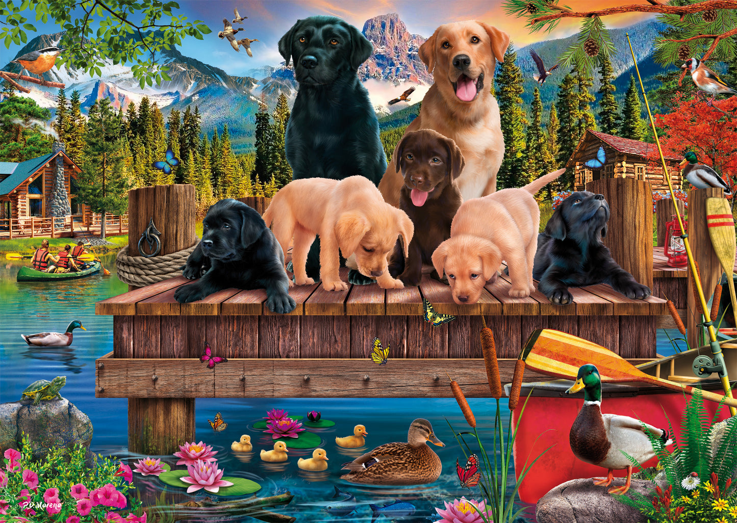 Shmidt - Dog Family by the Lake - 1000 Piece Jigsaw Puzzle