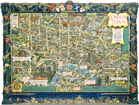 Artwork: London Town: Southern Railway Vintage Map - 1000 Piece Jigsaw Puzzle (Gibsons)
