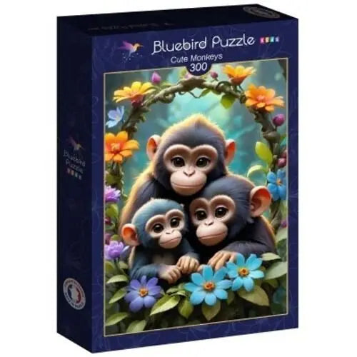 Box, turned right: Cute Monkeys - 300 Piece Jigsaw Puzzle (Bluebird)