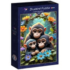 Box, turned right: Cute Monkeys - 300 Piece Jigsaw Puzzle (Bluebird)