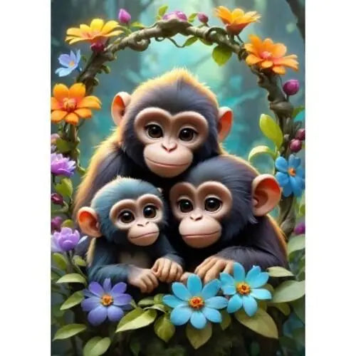 Artwork: Cute Monkeys - 300 Piece Jigsaw Puzzle (Bluebird)