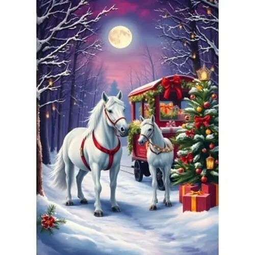 Artwork: Horses at Christmas - 300 Piece Jigsaw Puzzle (Bluebird)