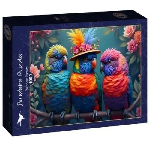 Box, straight on: Rainbow Parrots - 1000 Piece Jigsaw Puzzle (Bluebird)