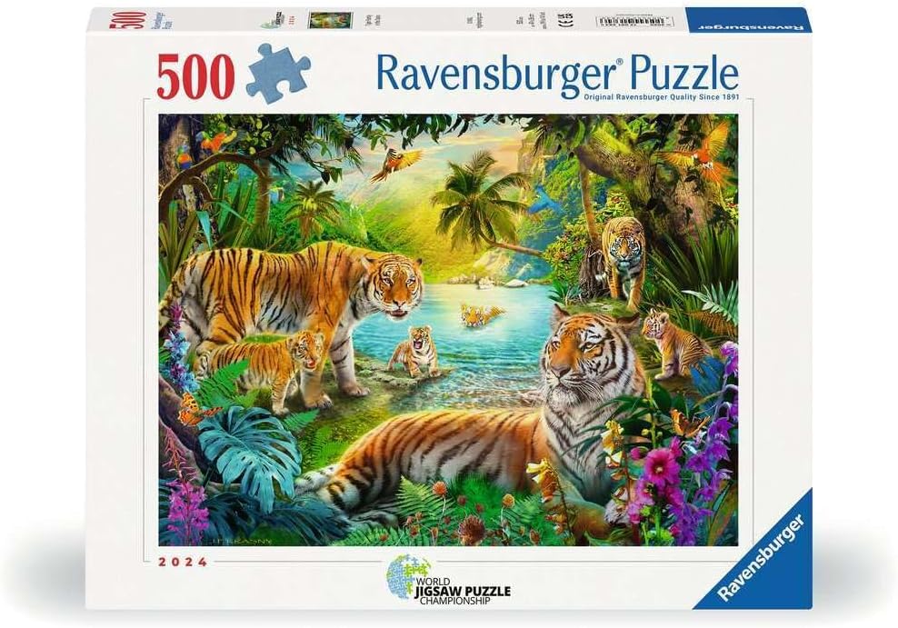 Tiger family in Oasis – 500 Piece Jigsaw Puzzle (Ravensburger)