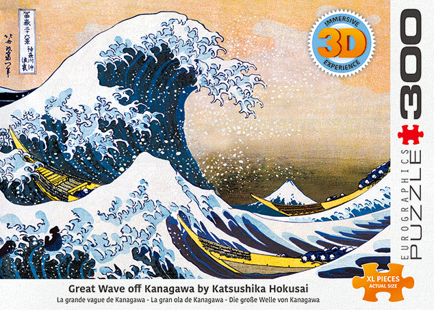Great Wave off Kanagawa 3D Lenticular – 300 Piece Jigsaw Puzzle (Eurog ...