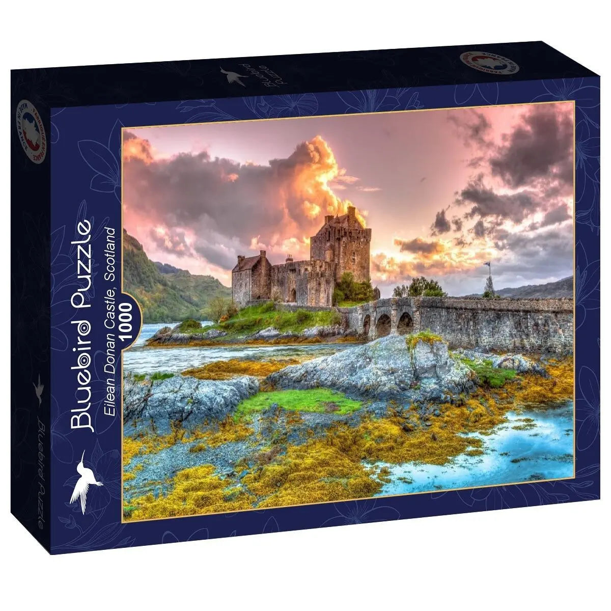 Box, turned left: Eilean Donan Castle, Scotland - 1000 Piece Jigsaw Puzzle (Bluebird)