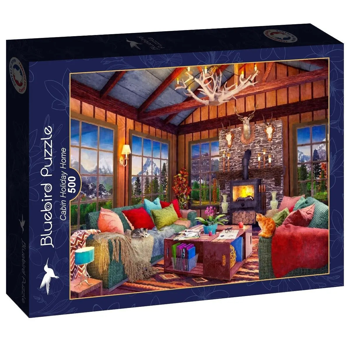 Box, turned right: Cabin Holiday Home - 500 Piece Jigsaw Puzzle (Bluebird)