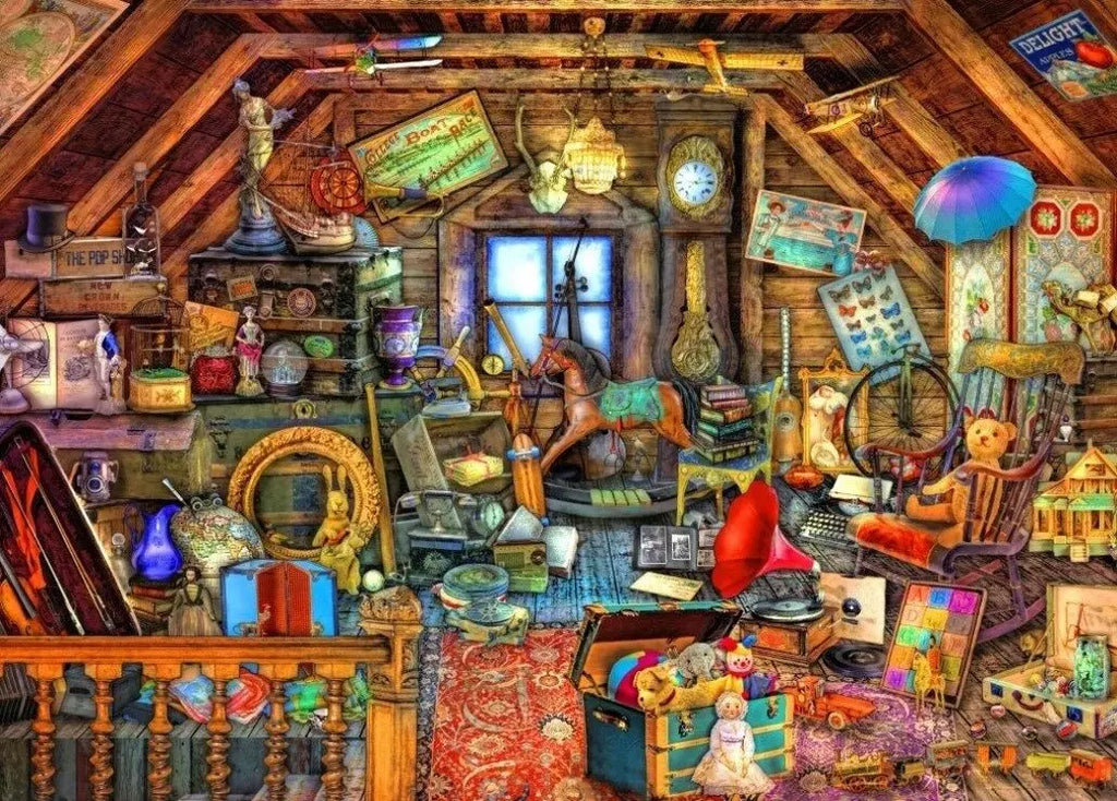 Hidden Object Attic - 500 Piece Jigsaw Puzzle (Bluebird) - Completed Puzzle