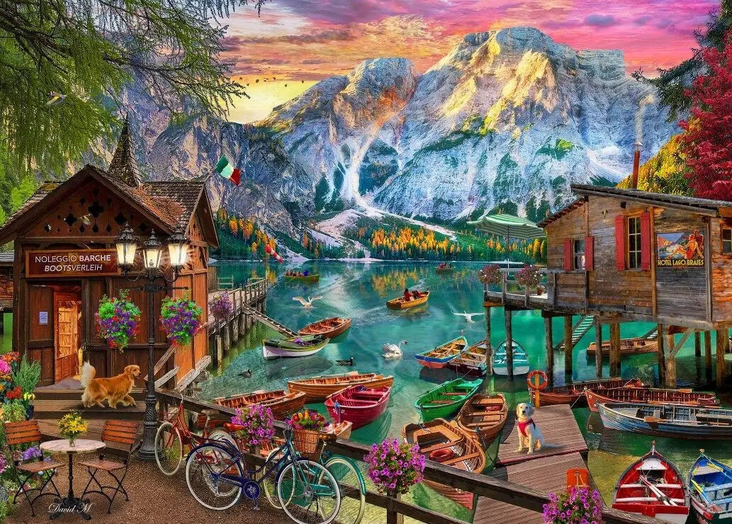 Lago Di Braies, Italy - 500 Piece Jigsaw Puzzle (Bluebird) - Completed Puzzle