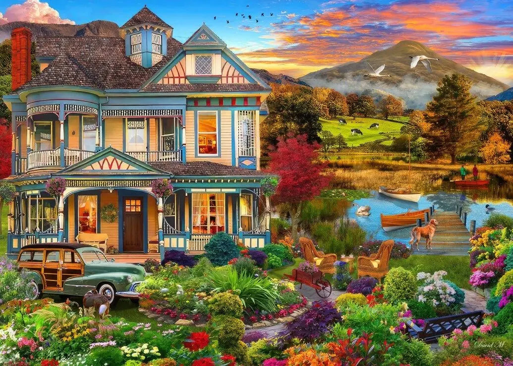 Country House Garden - 500 Piece Jigsaw Puzzle (Bluebird) - Completed Puzzle