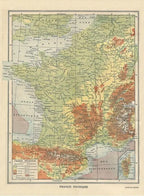 Artwork: Physical Map of France - Larousse, 1925 - 2000 Piece Jigsaw Puzzle (Grafika)