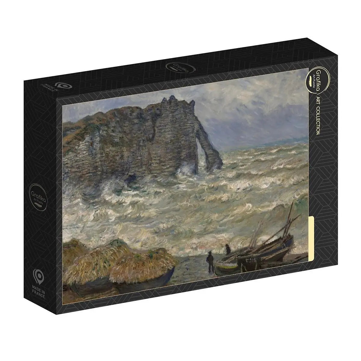 Box, turned right: Claude Monet - Rough Sea at Étretat, 1883 - 1000 Piece Jigsaw Puzzle (Grafika)