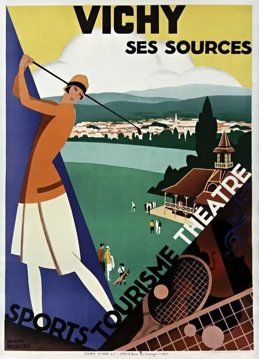 Roger Broders - Vichy, its sources, 1928 - 500 Piece Jigsaw Puzzle (Grafika) - Completed Puzzle