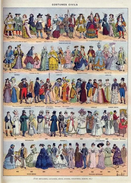 Illustration from Larousse: Civilian Costumes - 500 Piece Jigsaw Puzzle (Grafika) - Completed Puzzle