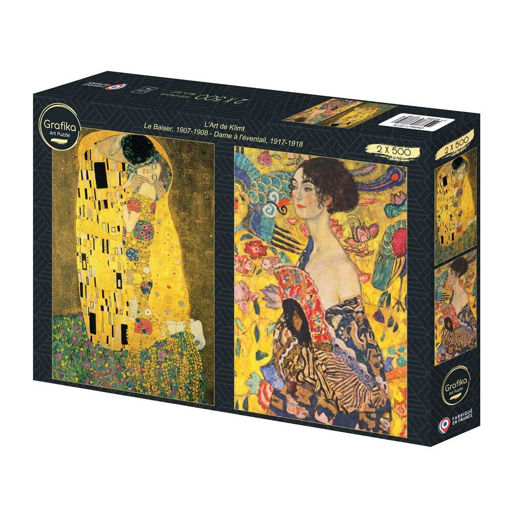 Box, turned left: The Art of Klimt: The Kiss - Lady with a Fan - 500 Piece Jigsaw Puzzle (Grafika)