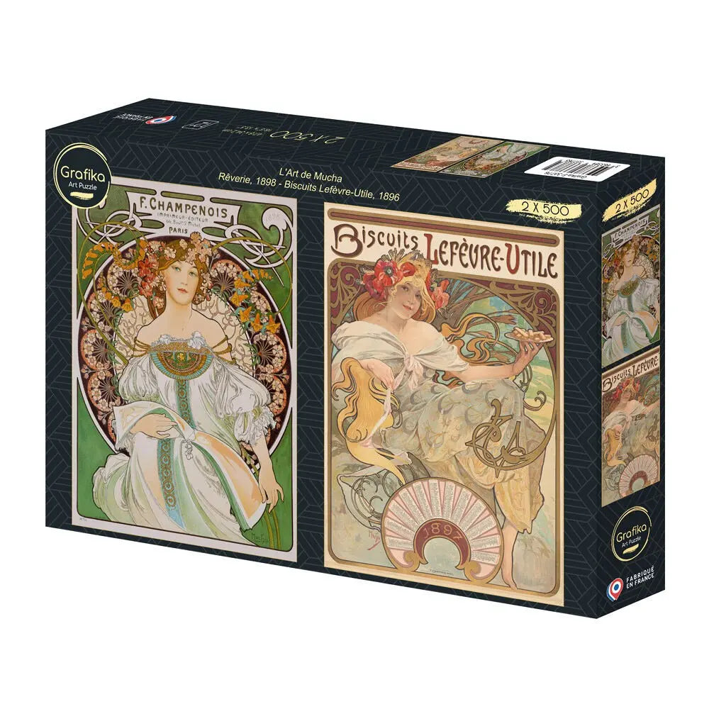Box, turned left: The Art of Mucha: Reverie - Lefèvre-Utile Biscuits - 500 Piece Jigsaw Puzzle (Grafika)