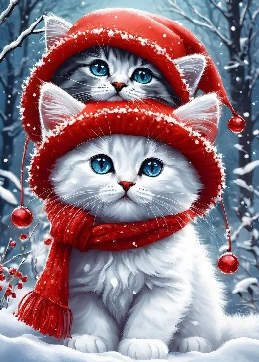 Kitties in the Winter - 300 Piece Jigsaw Puzzle (Bluebird) - Completed Puzzle