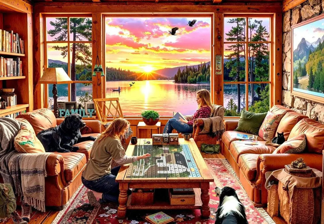 While Fishing - 1000 Piece Jigsaw Puzzle (Grafika) - Completed Puzzle