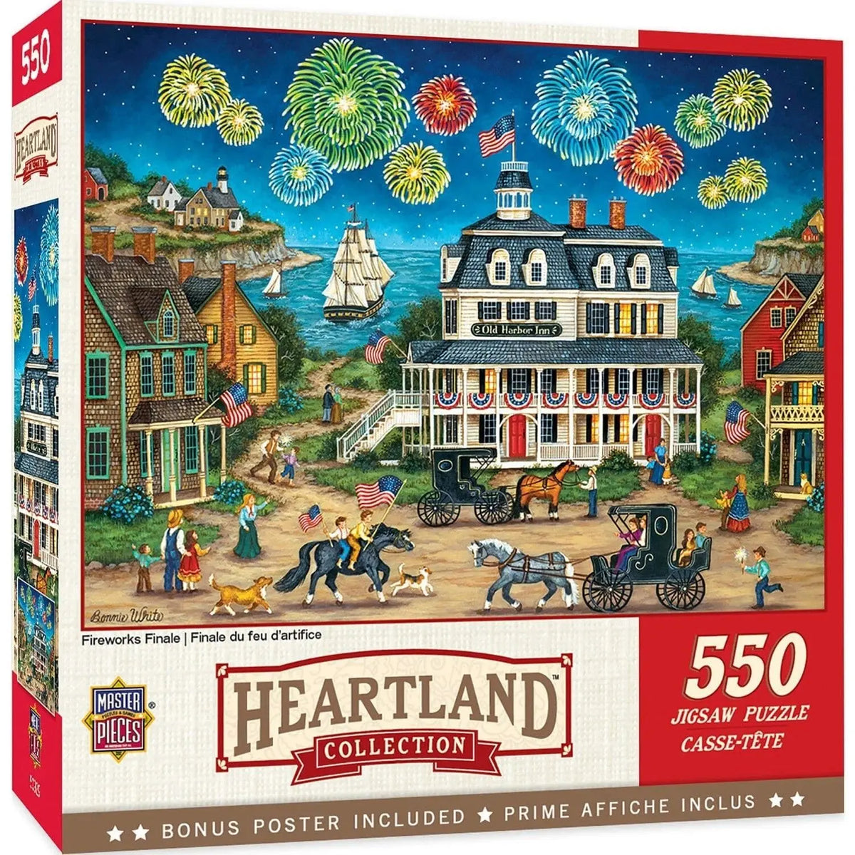Box, turned right: Heartland Collection - Final Fireworks - 550 Piece Jigsaw Puzzle (Master Pieces)