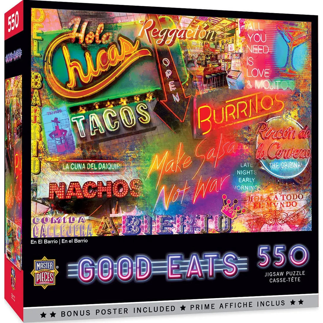 Box, turned right: Good Eats - In El Barrio - 550 Piece Jigsaw Puzzle (Master Pieces)